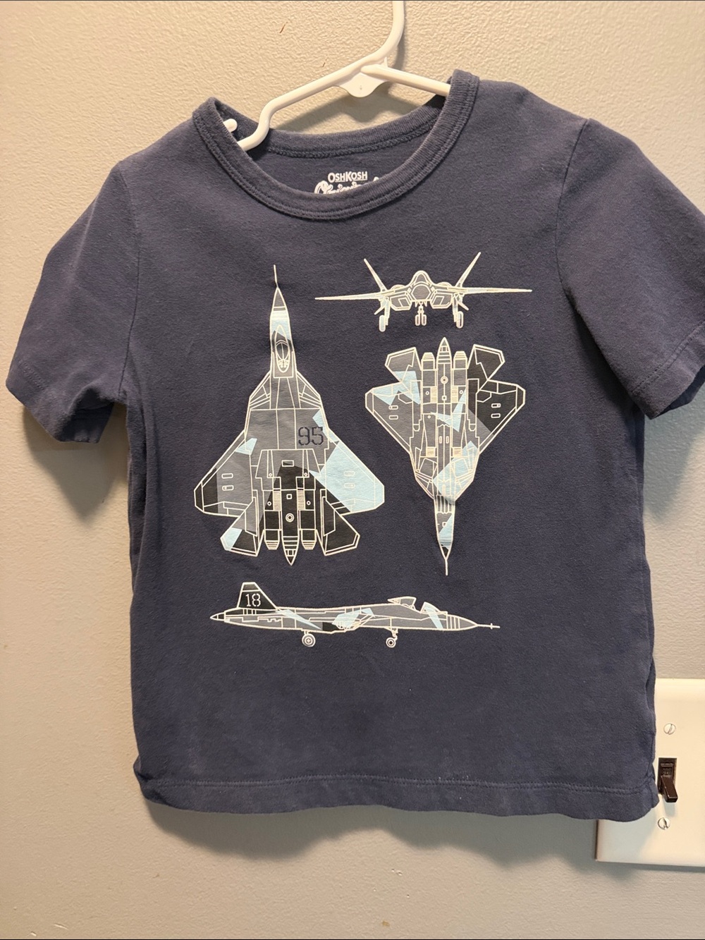 OshKosh B'gosh Navy Blue Short Sleeve Tee with Airplane Graphics